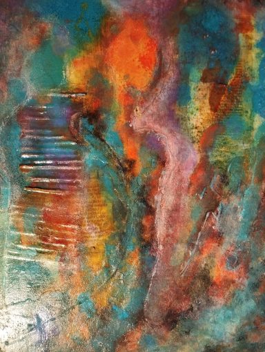 " Aurora der Seele " Acryl mit Gesso, Karton und Marmor-Mehl.