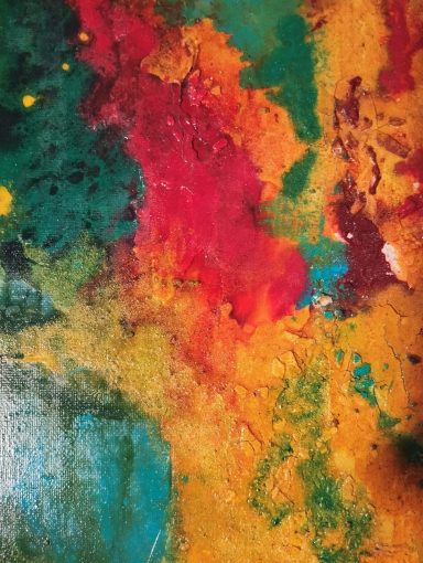 " Geburt des Lichts " Acryl mit Struktur und Kurkuma